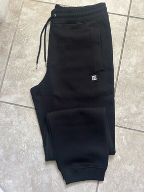 HUGO Embossed Black Logo Jogger Pants NWT